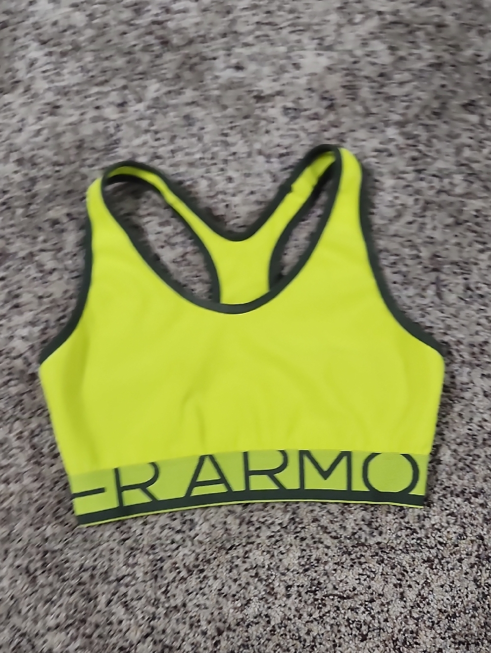 Under Armour Bright Yellow Racerback Sports Bra with Dark Trim